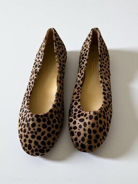 Garnet Hill Leopard Ballet Flats 8.5 Cheetah Print Haircalf